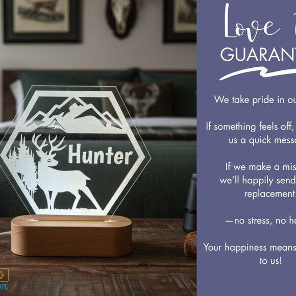 Custom LED Deer Name Light • Personalized Bedroom Decor • Hunter Gift - Picture 6 of 8